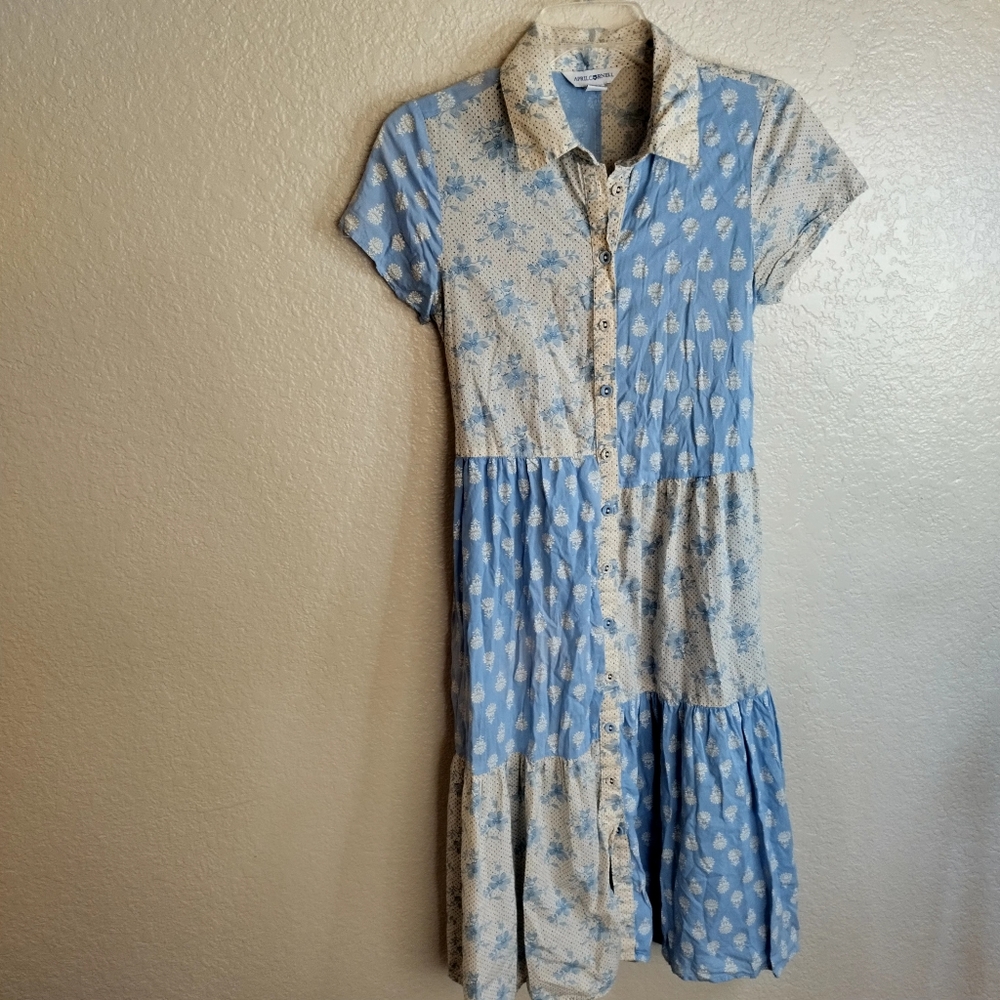 April Cornell Eloise Patchwork Button Down Midi D… - image 3